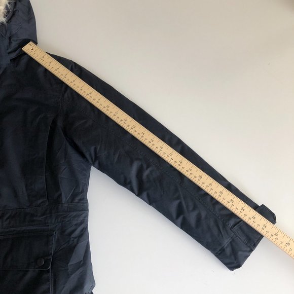 LL Bean Women's Baxter State Parka Black Removable Hood Faux Fur Down XS Petite - Picture 15 of 15